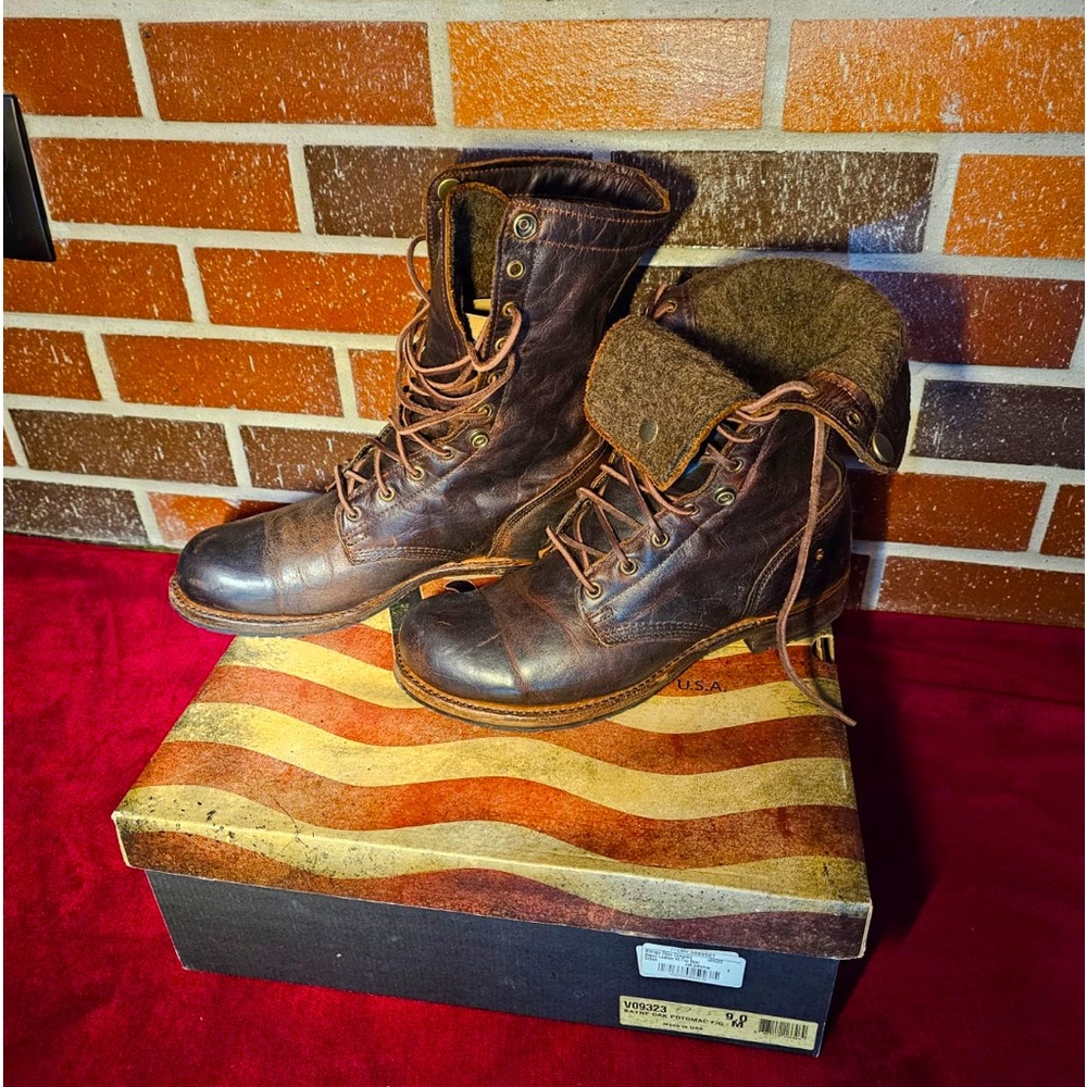Man’s Vintage Shoe Company ‘Ian’ Brown Leather Plain Toe Boots Size 9 M